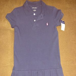 Pleated Knit Short Sleeve Polo Dress (Little Kids)